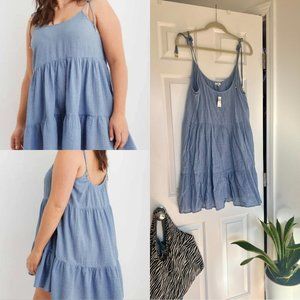 NWT Aerie Magic Hour Cover Up Dress blue/metallic gauzy Size XL - Extra Large
